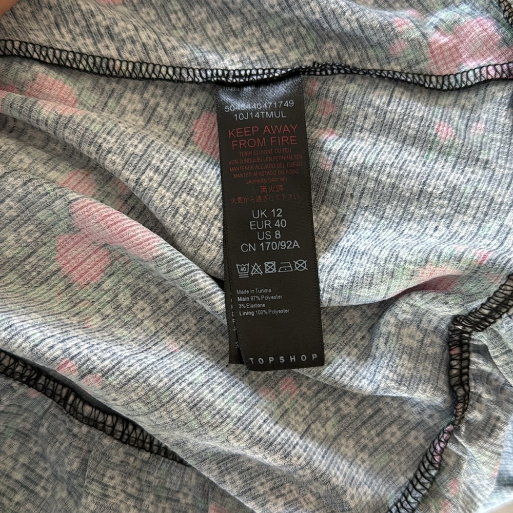 TOPSHOP RUFFLE FLORAL PRINT MINI DRESS MEDIUM - Picture 8 of 8